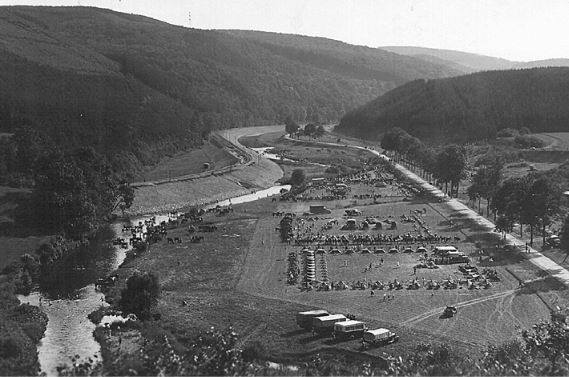 Ahauser Stausee vor und nach Anstauung
